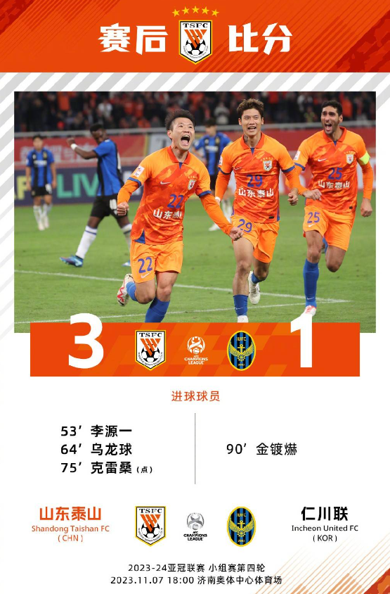 亞冠小組賽:仁川聯(lián)不敵山東泰山後主帥趙成皖表示將從失誤中學(xué)習(xí)