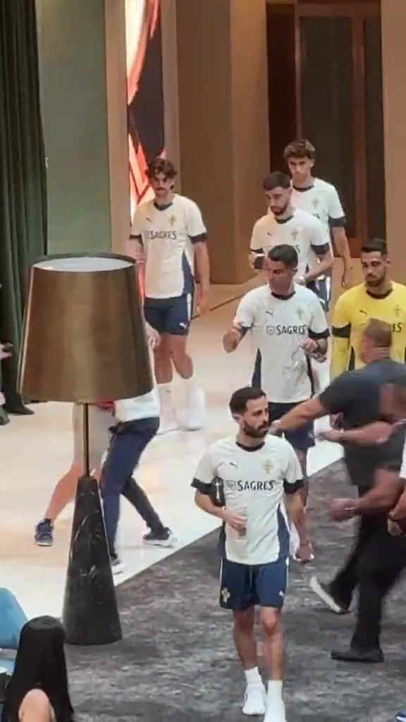 嚇了一跳球迷突然上前拍照被C羅一把推開