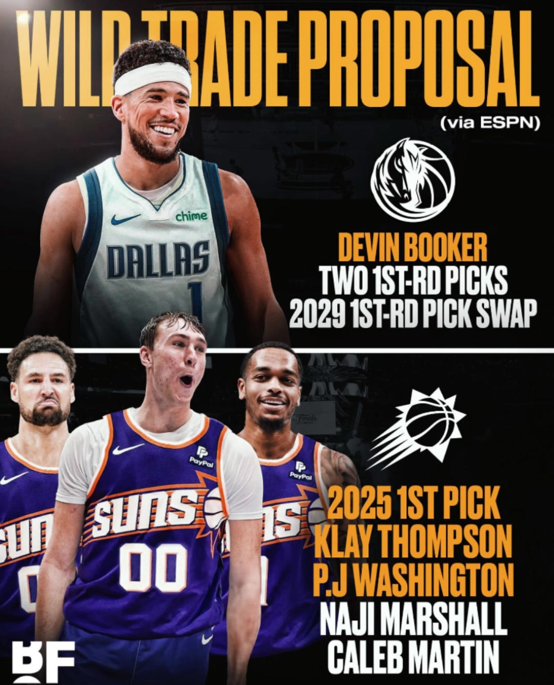 美媒建議獨(dú)行俠出狀元簽克萊等四將換得太陽隊(duì)德文-布克