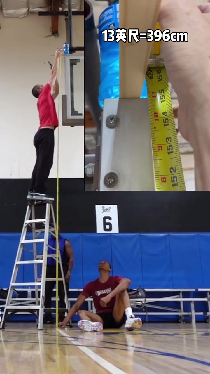 摸高第一人埃希奧古實(shí)測(cè)摸高超籃筐上沿3米96
