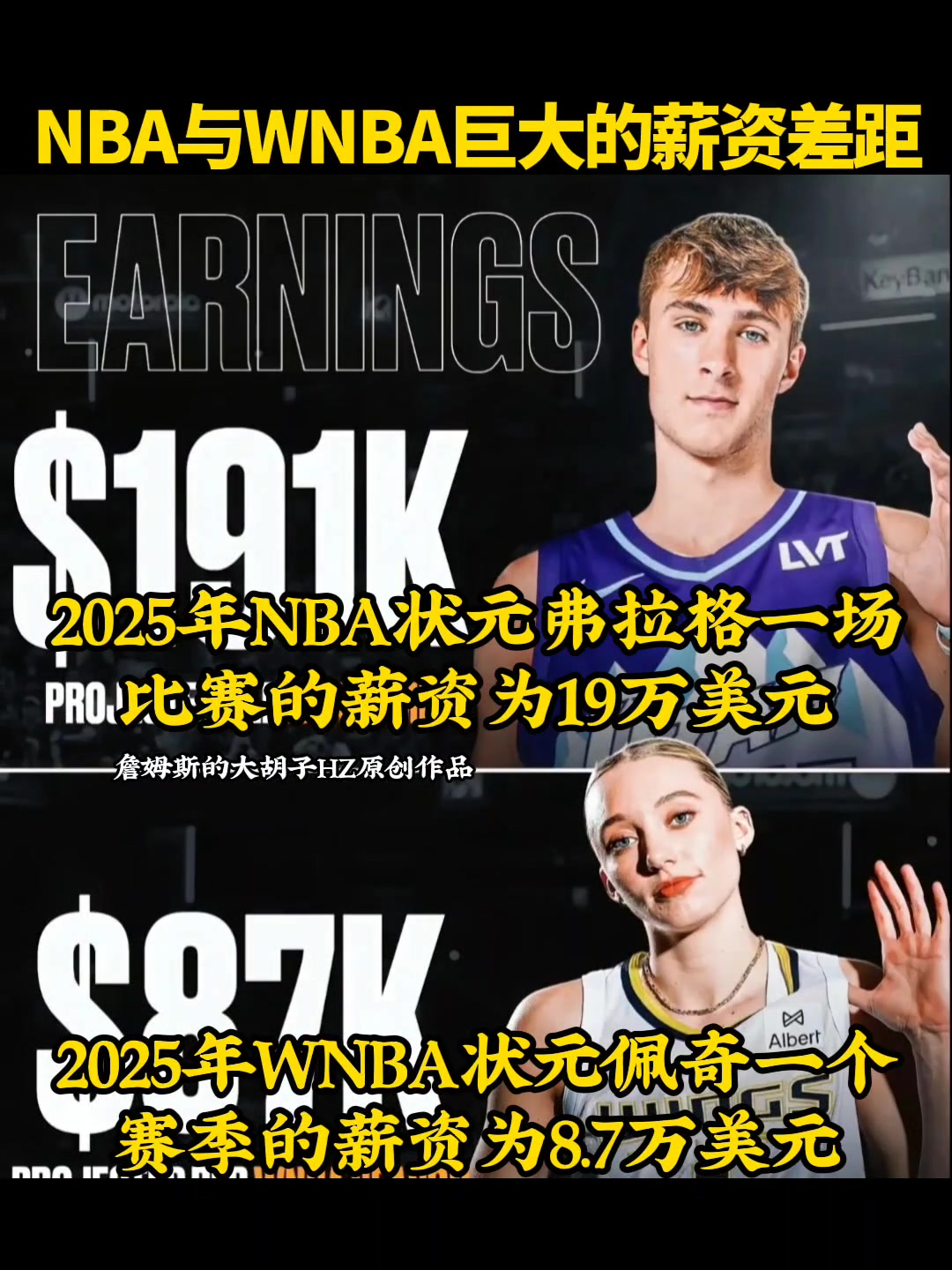 NBA狀元弗拉格一場(chǎng)賺19萬(wàn) WNBA狀元佩奇一年才9萬(wàn)