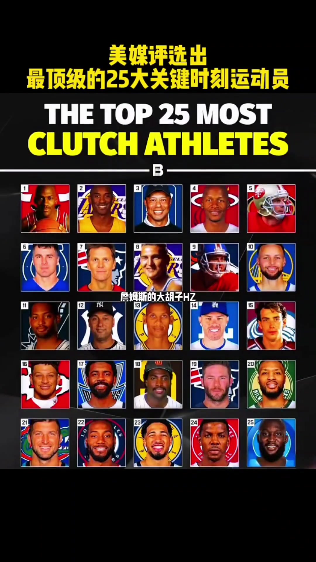 美媒評選最頂級25大關鍵時刻運動員竟無老詹KD?