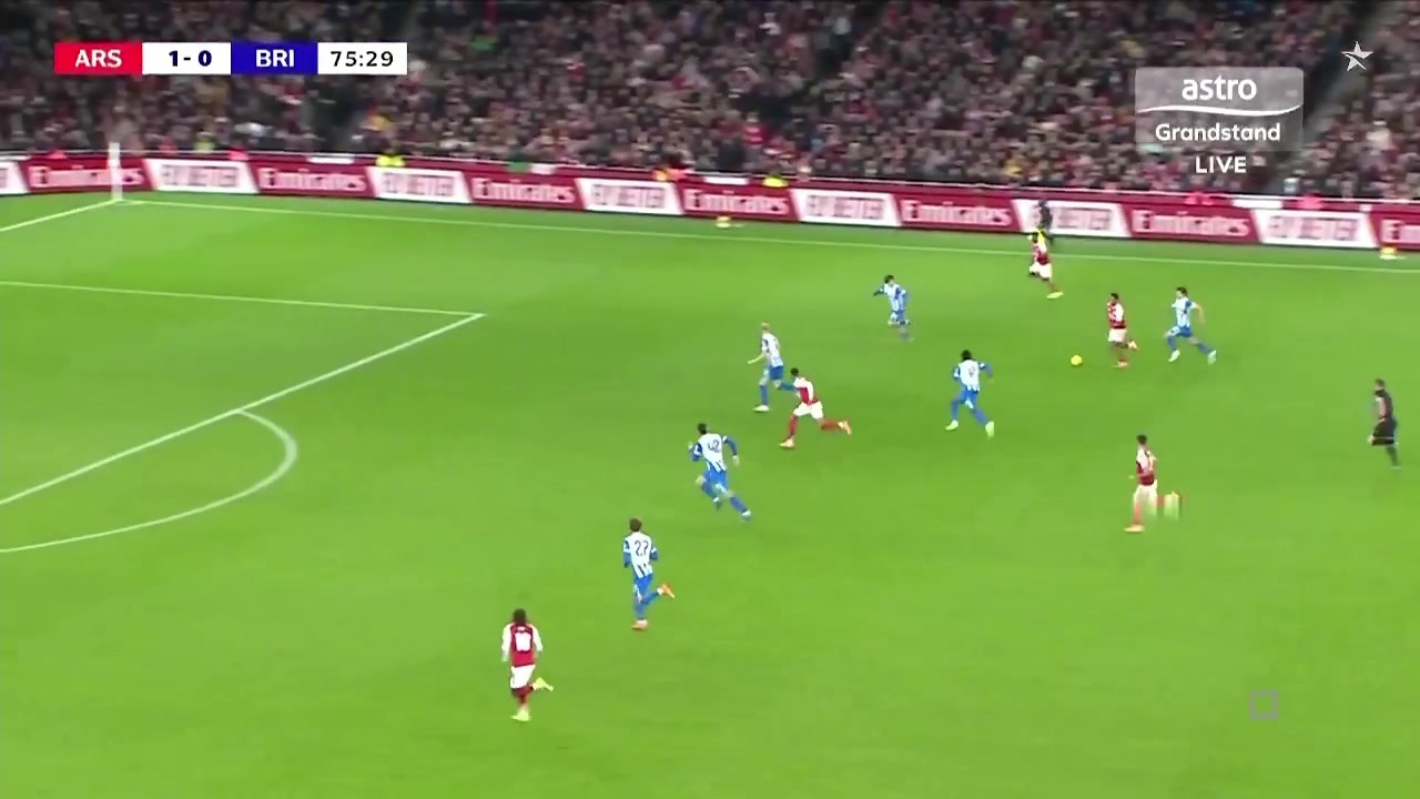 阿森納再下一城安努斯射門(mén)被撲薩卡跟進(jìn)補(bǔ)射破門(mén)