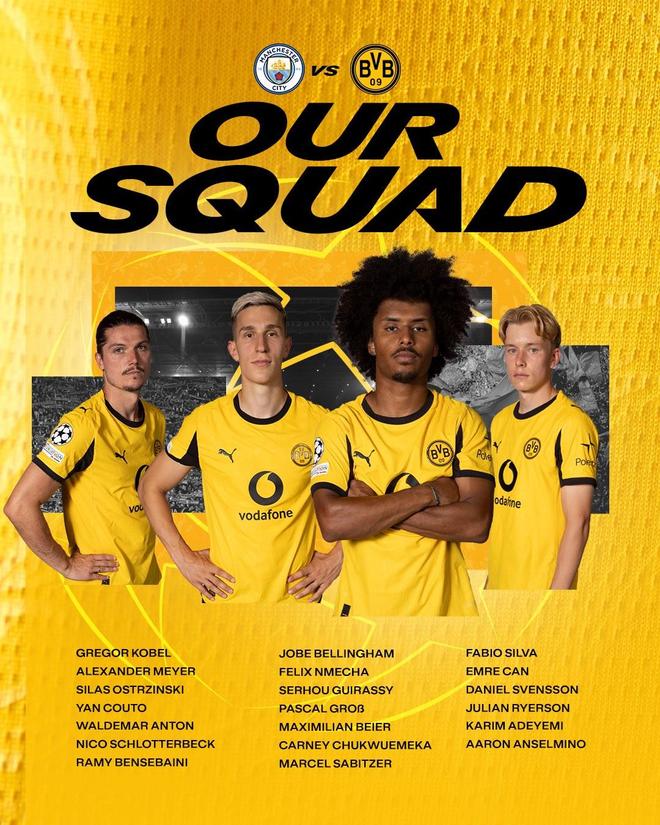 多特客戰(zhàn)曼城大名單：吉拉西、施洛特貝克在列，布蘭特缺陣